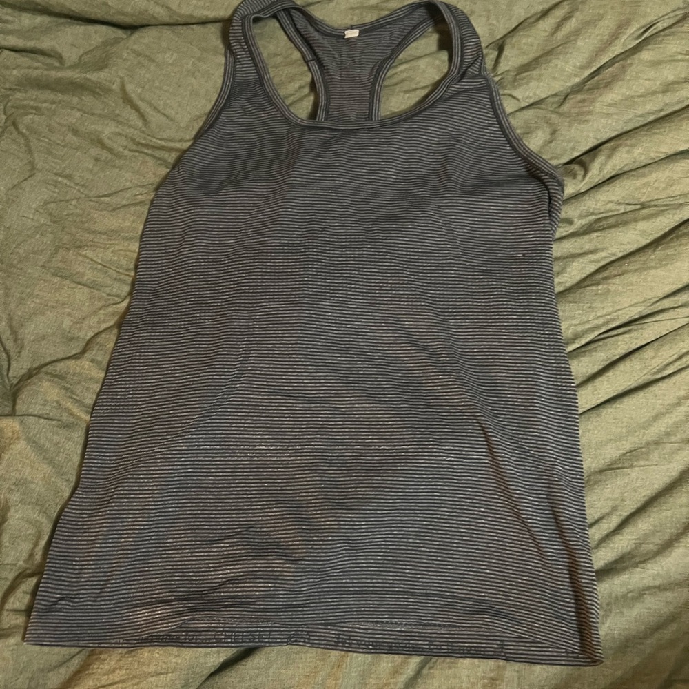 Lululemon Athletica swiftly tech Black Striped Tank Top
